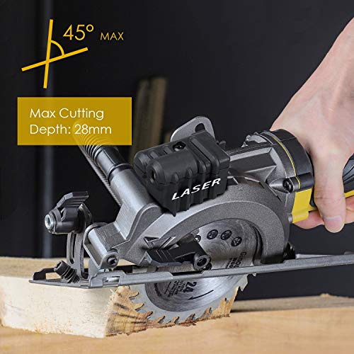 Ginour 4-1/2" Compact Electric Circular Saw Set, 5.8A Circular Saw with Laser Guide, 3 Saw Blades and Scale Ruler Ideal for Wood, Soft Metal, Tile and Plastic Cuts - Thumbnail 4