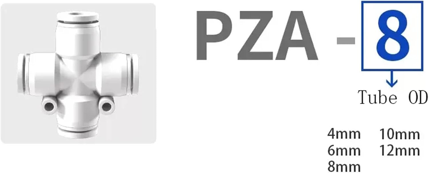 Pneumatic Connectors Air Fitting Cross PZA 6mm 8mm10mm White Quality Quick Coupler Adapter Push In Hose Connector Pneumatic Part (Color : PZA, Size : 14mm)