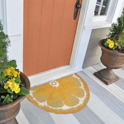 Liora Manne Natura Doormat Non-Slip Natural Fiber Outdoor Mat-Decorative, Lemon Yellow 1'6" x 2'6"
