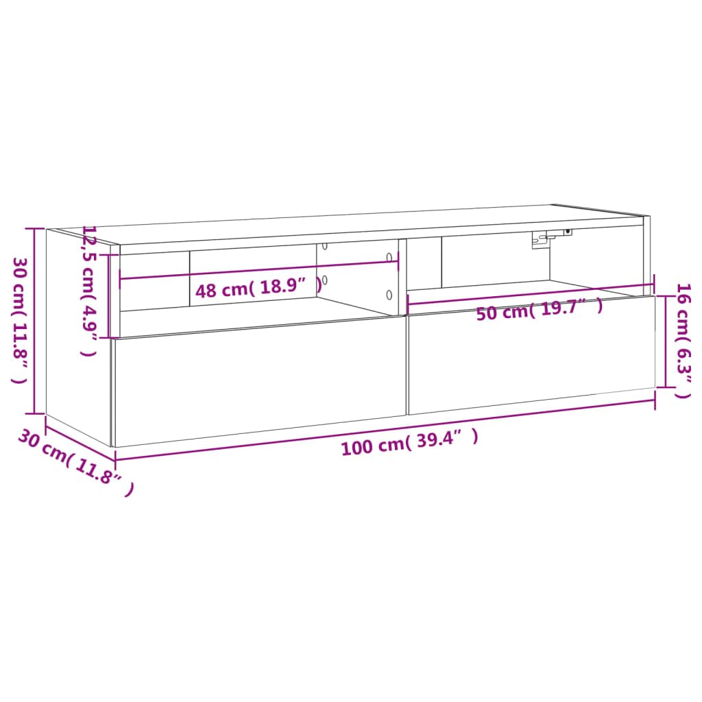 vidaXL Mobile TV Parete Rovere Sonoma 100x30x30cm in Legno Multistrato