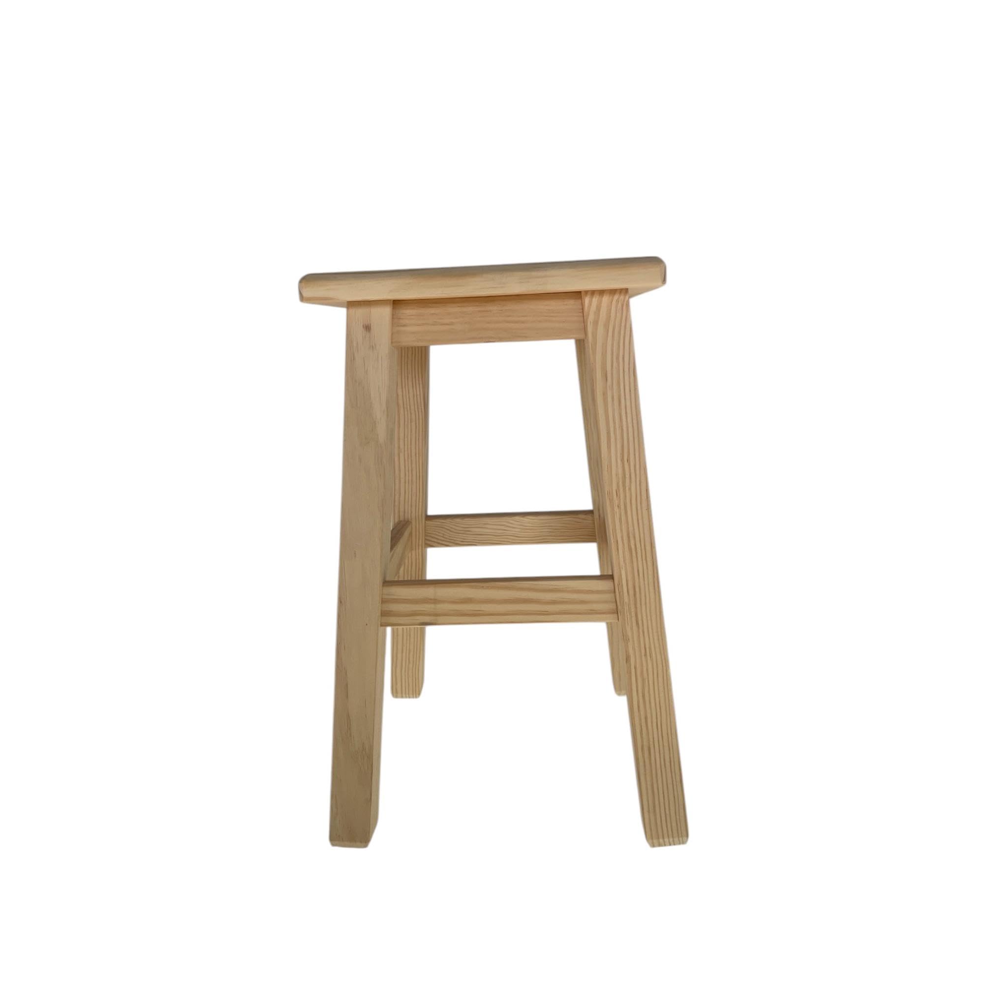 Tabouret carré en Bois Massif de Couleur Naturelle 31 x 31 x 50 cm