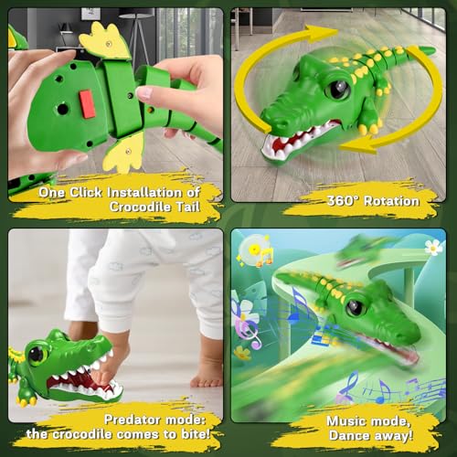 Pmgud Ferngesteuertes Spielzeug mit 2,4 GHz Controller Krokodil RC wiederaufladbares mit Programmiermodus und Infrarot Jagdmodus Geeignet für Kinder über 3 Jahre