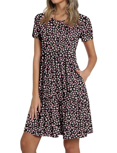 Image of TAOHUADAO 2026 Summer Dresses for Women Short Sleeve Ruffle Casual Sundress with Pockets