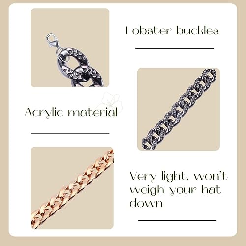 Miniatura 3 de 8 cadenas de sombrero de camionero chapadas en oro con diamantes de imitación, accesorio de sombrero de hip hop para hombres y mujeres, cadenas