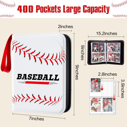 Baseball Card Binder 4 Pocket Gifts for Boys Girls, Waterproof 400 Pockets Card Holder Album with 50 Removable Sleeves for Trading Card - Binder Display Storage Carrying Case for Baseball Cards - image 4