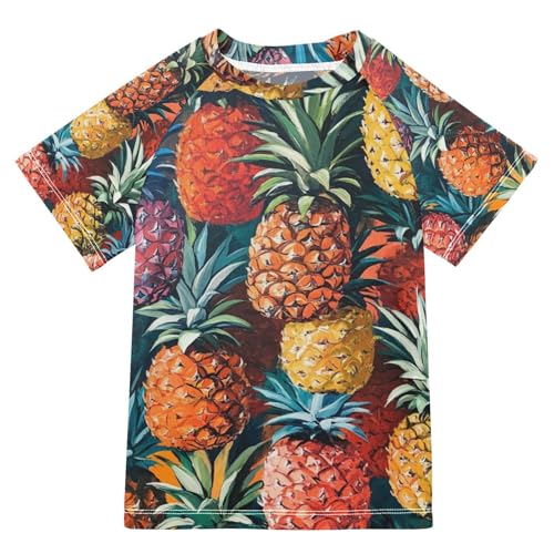 Boy Swimsuit Colorful Pineapple Fruit Sunscreen T-Shirts Swimwear Sets UPF 50+