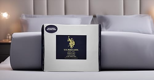 Miniatura 2 de U.S. Polo Assn. Juego de ropa de cama de microfibra de 6 piezas, sábanas bajeras de bolsillo plano y profundo, fundas de almohada, juego de sábanas