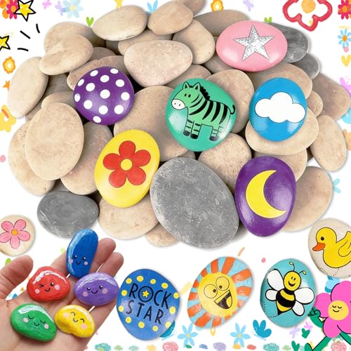 Liekadijiae 25 Stück Kieselsteine zum Bemalen Flach, Groß Steine zum Bemalen, Zierkies Kiesel, Kies Dekosteine Naturstein, Strand Kiesel, Zierkies Flusskiesel Malsteine, für Bunte Malerei & Dekoration