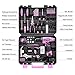 PULITUO Drill Set, 148-Piece Home Tool Set with 12V Pink Cordless Drill, Hand Tool Kits, and Tool Box, Suitable for Men, Women, and DIY Enthusiasts for Home Improvement.