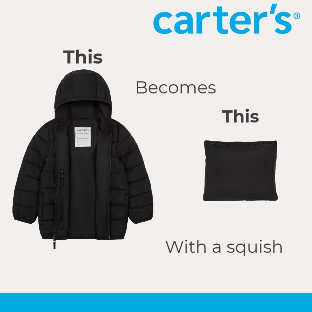 Carter's Boys' Stuff-a-puff Midweight Packable Puffer Jacket With Pouch