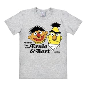 Logoshirt® Sesamstrasse I Ernie & Bert I Havin' Fun I T-Shirt Print I Damen & Herren I kurzärmlig I grau-meliert I Lizenziertes Originaldesign I Größe XL