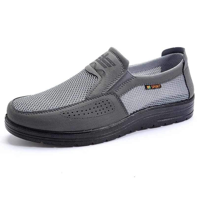 Mens Summer Breathable Hollow Out Mesh Soft Flats Driving Moccasins Loafers Shoe (Gray,12)