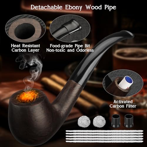 Set Completo de Pipa de Madera con Encendedor Recargable y Accesorios miniatura 4