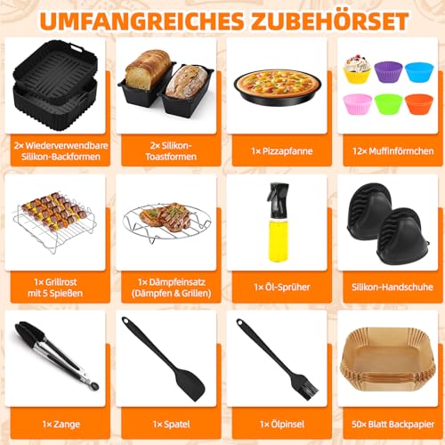 28-teiliges Heißluftfritteuse Zubehör für COSORI Turbo Tower Pro Smart 10,8L Double Stack Airfryer, Silikonform Zubehör für COSORI Turbo Tower Heißluftfritteuse Pro Smart 6,5L/4,3L