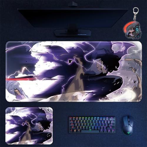 Solo Leveling Mouse Pad Large Gaming Desk Mat Non-Slip Rubber Base Kawaii Anime Mousepad Multiple Sizes (112,27.5 x 11.8 inches)