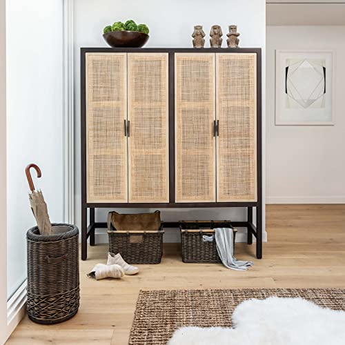 The Basket Lady Tall Narrow Wicker Storage Basket, Medium, 18 In L X 12 In W X 11 In H, Antique Walnut Brown #TOP2