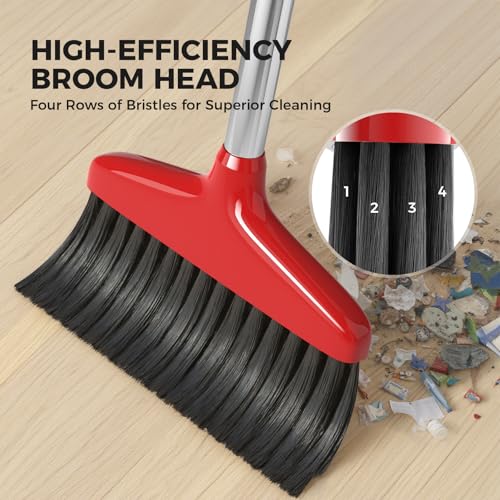 Image of Handy Broom 2Pack, Indoor /Outdoor Brooms, Duty Kitchen Broom, for Home Garage Kitchen Office Courtyard Lobby Patio Lawn Concrete (2, Red)