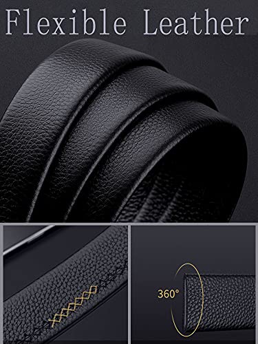 VANNANBA Men's Belt Ratchet Leather Casual Automatic Slide Buckle with Gift Box3