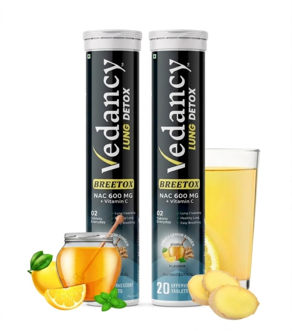Breetox Lung Detox Effervescent Tablets (20 Tabs Each) | Honey Lemon Ginger Flavor | 100% Vegan & Ayurvedic (Pack of 2)-image-34