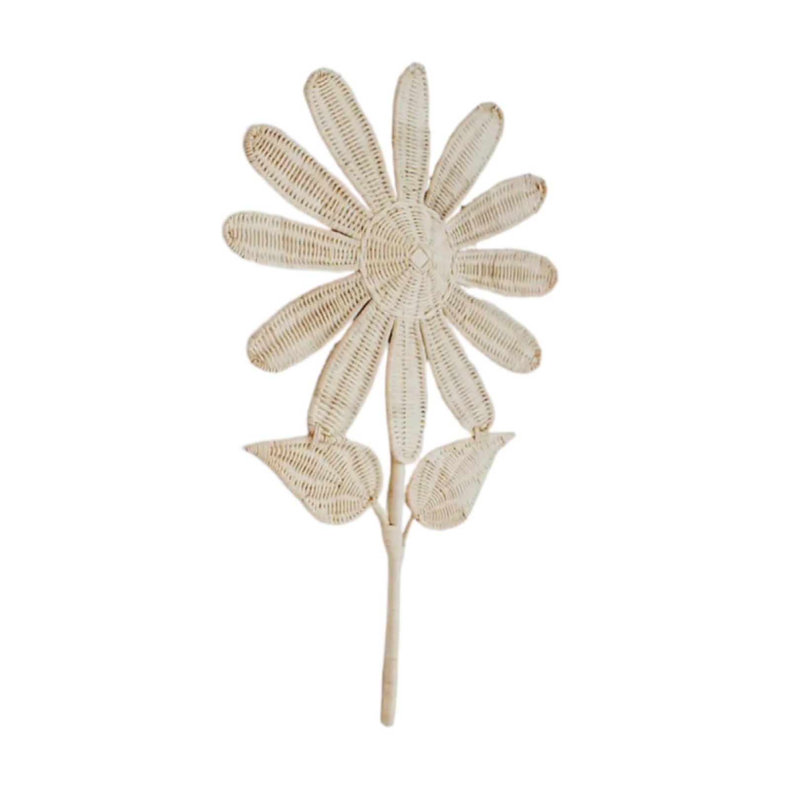 KiBcsLic Adorno Ratán con Forma Flor Boho Mimbre Redondo coración para Hotel, Blanco