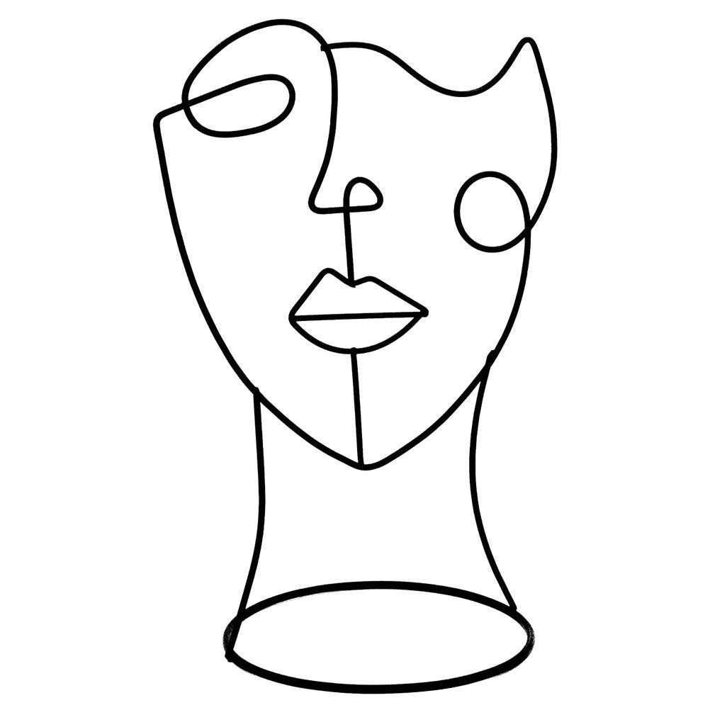 Tixiyu Escultura de pared de metal, figura decorativa moderna, arte de cara de metal, estatua decorativa negra, decoración abstracta, adecuada para el hogar, oficina, sala de estar, dormitorio,