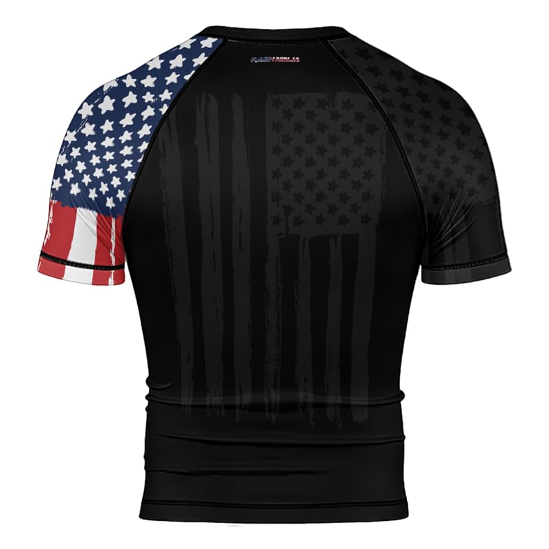 BJJ Short Sleeve USA American Flag Patriotic Compression Rashguard MMA Jiu Jitsu Grappling Fighting Sport3