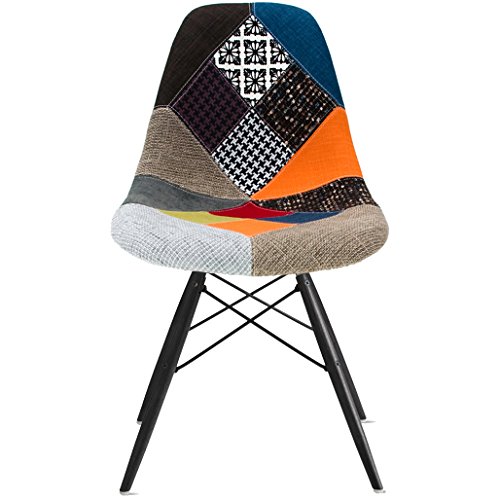 2Xhome Rayblkleg(Sam.) Dining Chair, Patchwork S #TOP4