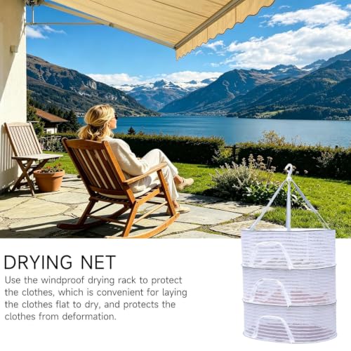 Image of Sun Drying Net - 3‑Layer Foldable Food Drying Rack, 50x70 cm Multilayer Hanging Mesh for Vegetables, Pulses, Herbs & Fruit - Indoor Hydroponics, Camping & Sun‑Drying