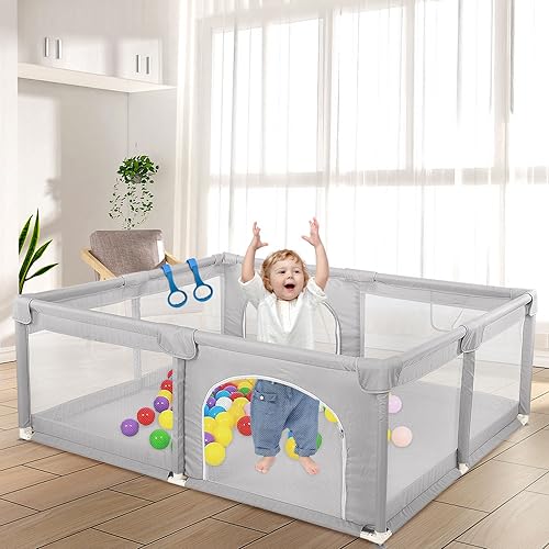 Box per Bambini,150 * 200Cm Recinto per Baby Tessuto Oxford 300D,Recinto per Bambini Extra Grande Box Neonato con Morbida Rete TraspiranteCentro Attività per Bambini
