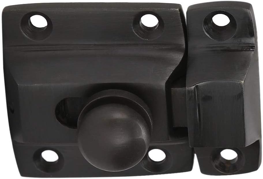 A29 Solid Brass Cabinet Door Latch Handmade Oil Rubbed Bronze Finish Latch with Twist Knob for Cabinet Closet Kitchen Door