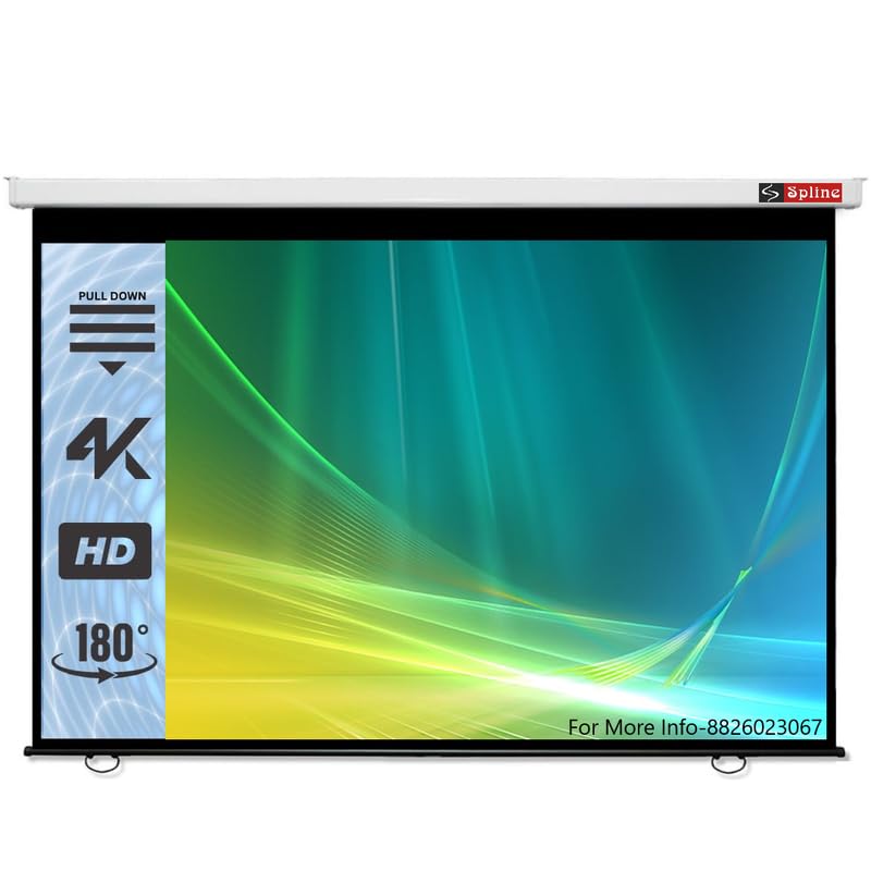 Image of Royality 84 Inch Imported Fabric Wall Type Pull Down Screen Without Auto Lock Mechanism with 1080P, 3D and 4K Technology Ratio-4:3 -(6ft (W) x 4ft (H)),(White)