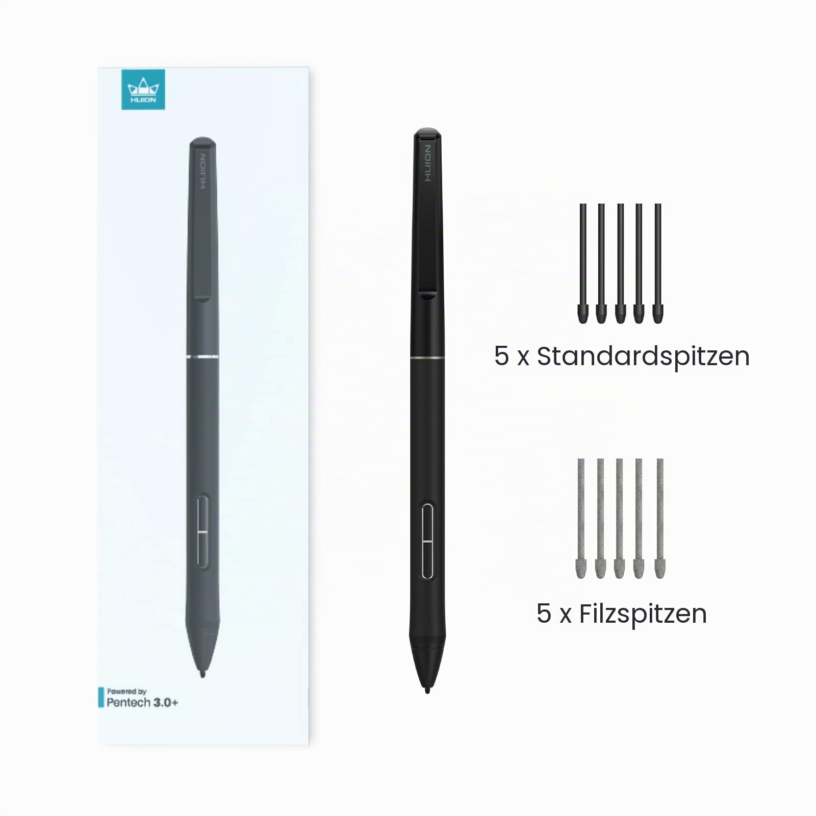 HUION PW550S Batterieloser Slim Pen, Pentech 3.0+ Neue Stifttechnologie,Dünnerer Griff,Höhere Druckempfindlichkeit und Genauigkeit, Kompatibel mit HUION Grafiktabletts und Displays,die PW517 Verwenden