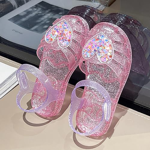 Jelly Sandals for Girls Kids Toddler Princess Dress Up Flat Sequins Hearted Mary Jane Shoes Summer Casual Sandal2