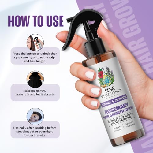 Image of Sesa Rosemary Hair Growth Spray with 100% Natural Rosemary Extract, Anagain, Kerascalp 200ml For Hair Growth | Hair Thickness | 100% Natural Extract | Scientific Ingredients | Controls Hairfall | Adds Shine | Non-Greasy | Fast Absorbing