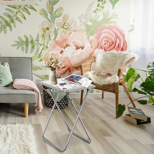 Image of Garden 4 you Folding TV Tray Table,TV Dinner Table with Sturdy MDF Top,Eating Trays for Living Room with No Assembly Required, 2PCS (White)