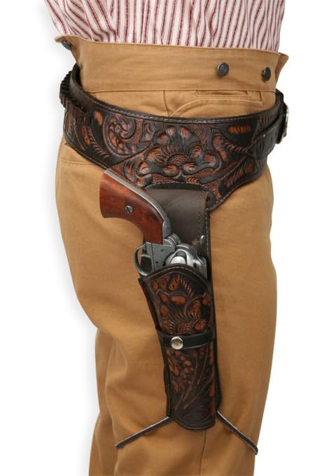 Stockhorn Leather Holster and Belt for Hand Gun Pistol Revolver Western Style for Men .35/357 Cal fit for 4 inch to 6.5 inch Barrel (32 inch-34 inch)