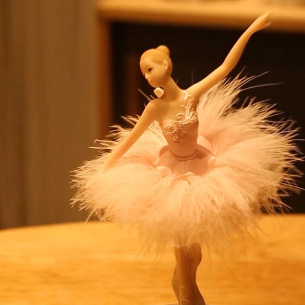 Bailarina Caja Musical Elegante Bailarina Figuras Decoración Amigo Navidad Hogar Escritorio Boda Regalo de Cumpleaños, Rosa