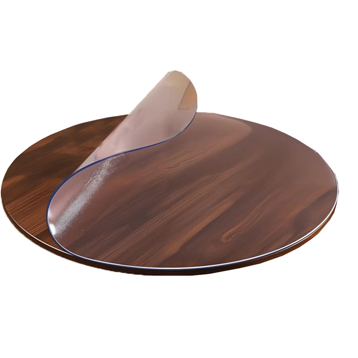 Round Tablecloth for Outdoor Indoor, Waterproof PVC Table Cover, Kitchen Dining Coffee Table Protector Mat Plastic Protective Cover (90cm,Frosted)