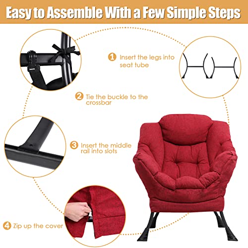 Sillón Lazy Plegable con Ottoman Rojo miniatura 6