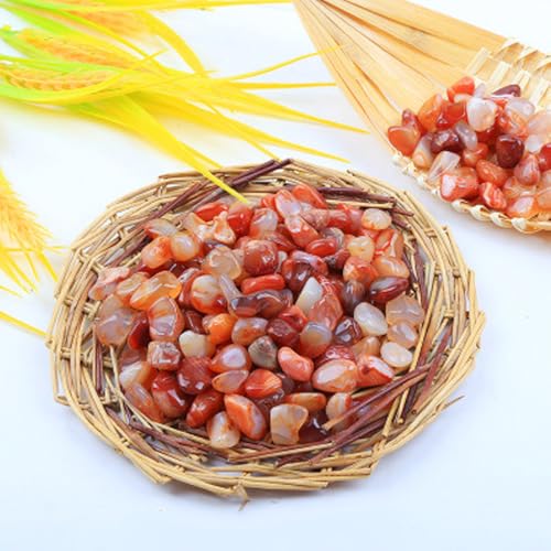 ANJIZERUEN メノウ石 レッドメノウ レッドアゲート 瑪瑙 雨花石 0.8-1.5cm 500g 天然石 水槽のアクアスケープ/ハイドロカルチャー/多肉植物の表面装飾/植木鉢のマルチング/手作りのDIYアクセサリー/園芸インテリア