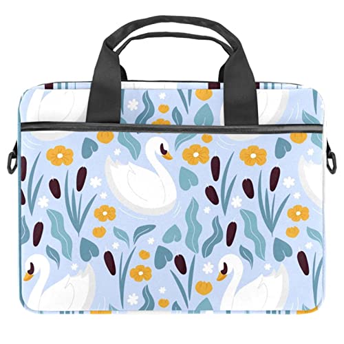 Sacoche à bandoulière pour ordinateur portable 13 à 14.5 pouces motif cœur rouge et cygne