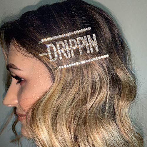 image for Messen Rhinestones Letter Hair Clips Diamante Crystal Word Hair Pins M