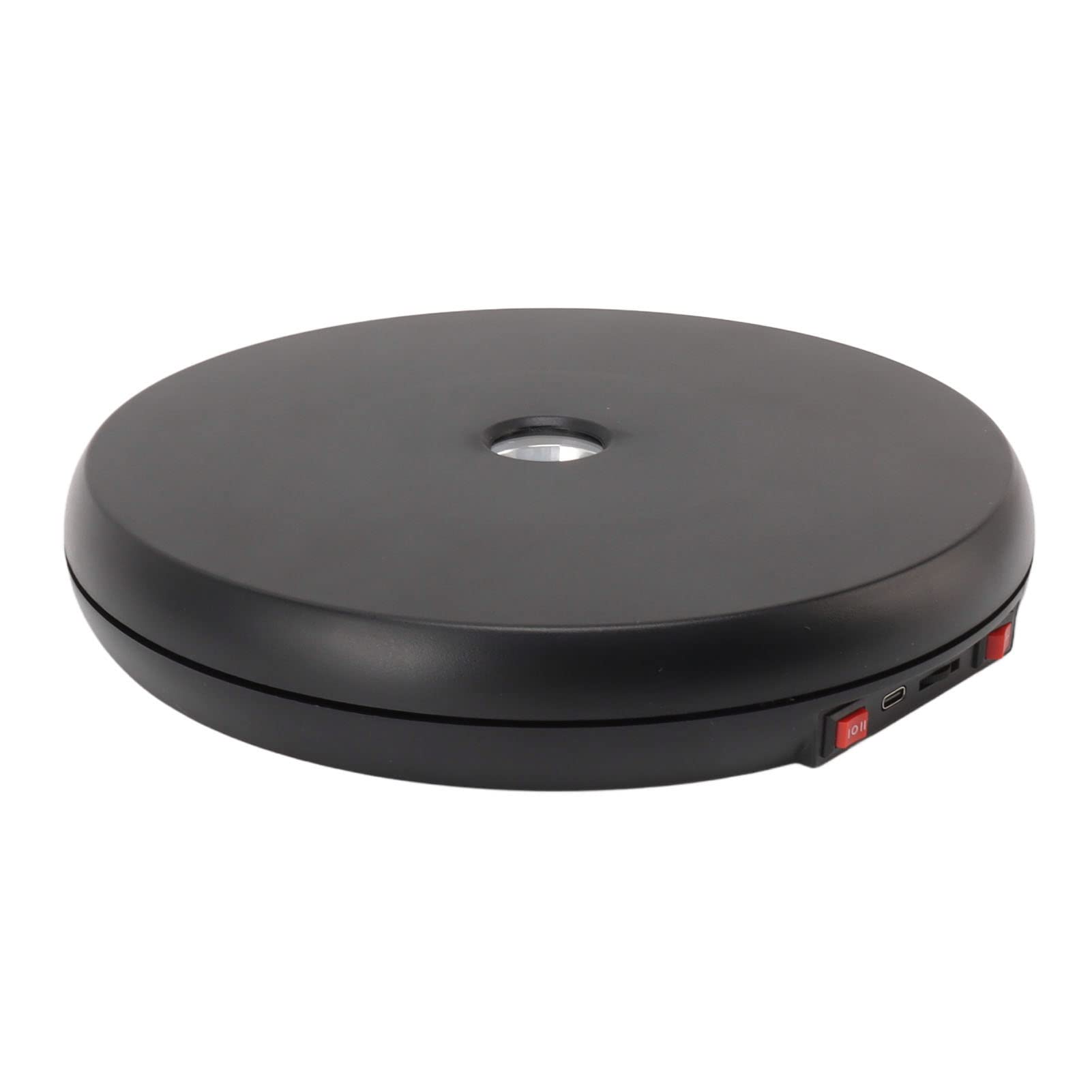 Aramox Mesa de Exhibición Giratoria Eléctrica Soporte de Exhibición de Placa Giratoria ABS Luz LED de 25 Cm Carga de 20 Kg Rotación de 360 ​​​​grados para Figuras de Joyería Cosméticos Teléfonos de