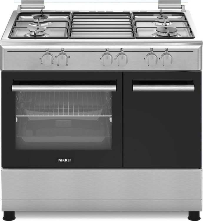 Cucina a gas, Forno elettrico, N° 4 fuochi, 90x60 cm, inox