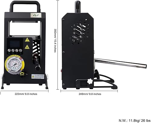 Miniatura 4 de Máquina de prensa de calor hidráulica 5T con placas de calefacción dobles de 5 toneladas Máquina de prensa de calor manual de 4.1 x 4.7 pulgadas con