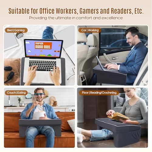 Rengue Almofada de leitura para jogos e relaxamento, almofada de colo grande com suporte de braço, m