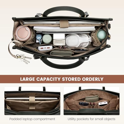 LOVEVOOK Vintage Leather Laptop Tote Bag with Clutch - 15.6 Inch Work Bag for Women, Business, Office, Teacher4