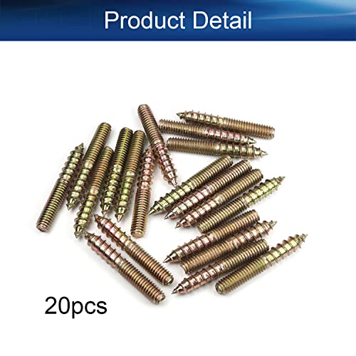 Image of Double Headed Hanger Bolts M6x40mm Carbon Steel Self-Tapping Screw for Pet Furniture, Outdoor Furniture, Household Furniture,Bronze 20PCS