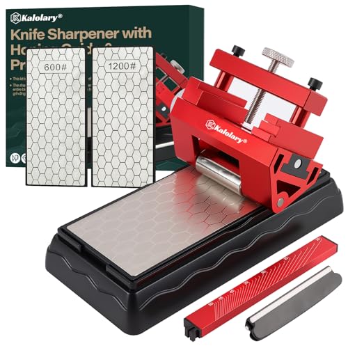2PCS Diamond Sharpening Stones with Chisel Sharpening Kit, Kalolary Professional Diamond Whetstone Set with Honing Guide Protractor for Chisel Kitchen Outdoor Woodworking Tools (600/1200Grit)