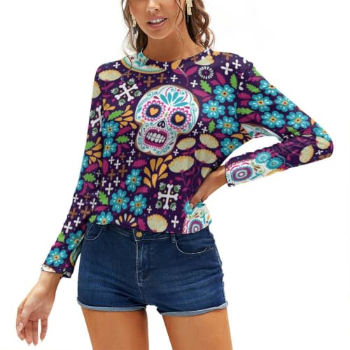 Hxwokrum Camiseta de manga larga con la bandera de Trinidad y Tobago para mujer, camiseta informal de manga larga con cuello redondo, Estilo-6, XL